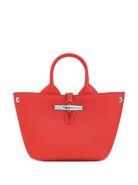 Longchamp mini Le Roseau grained-leather tote bag - Red - zdjęcie produktu nr 2
