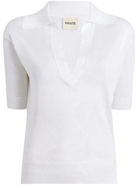 KHAITE The Julita V-neck polo top - White - zdjęcie produktu nr 1