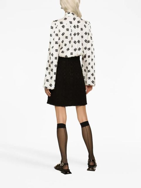 Dolce & Gabbana side-slit rush-stitch midi skirt - Black