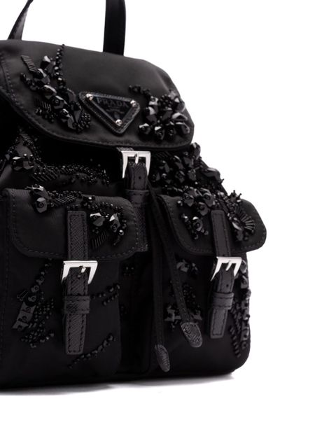 Prada enamel triangle-logo backpack - Black