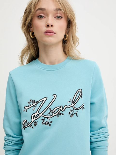 Karl Lagerfeld bluza damska kolor turkusowy z aplikacją A3W20010