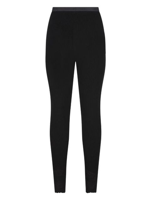 Valentino Garavani ribbed lace-detailed leggings - Black - zdjęcie produktu nr 2