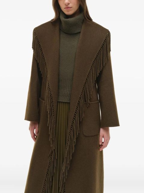 Simkhai fringe-trimmed belted coat - Brown