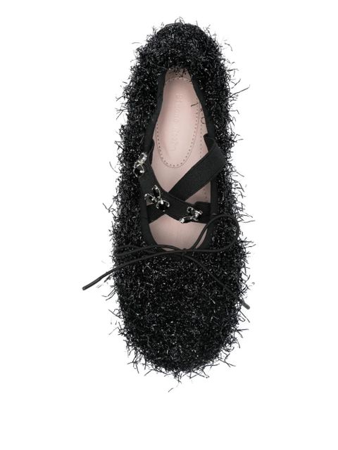 Simone Rocha embellished-frill ballet flats - Black