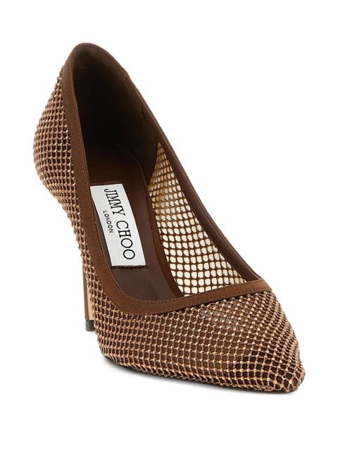Jimmy Choo Romy crystal-mesh pumps - Brown