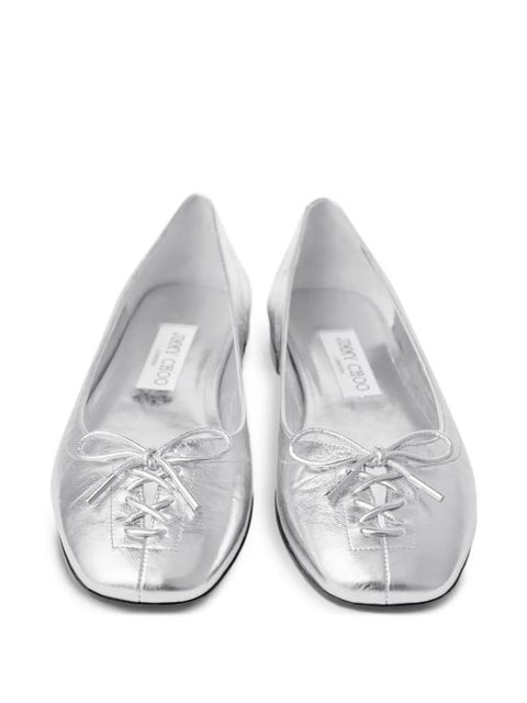 Jimmy Choo Scarlett lace-up bow ballerina flats - Silver