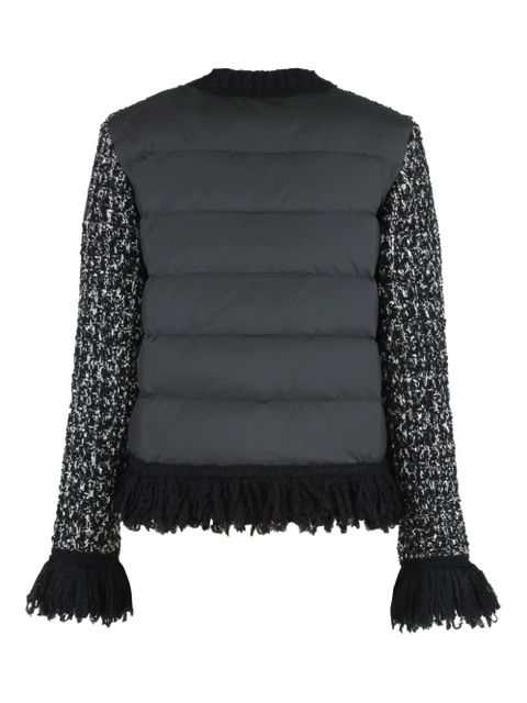 Moncler fringe-trim tweed jacket - Black