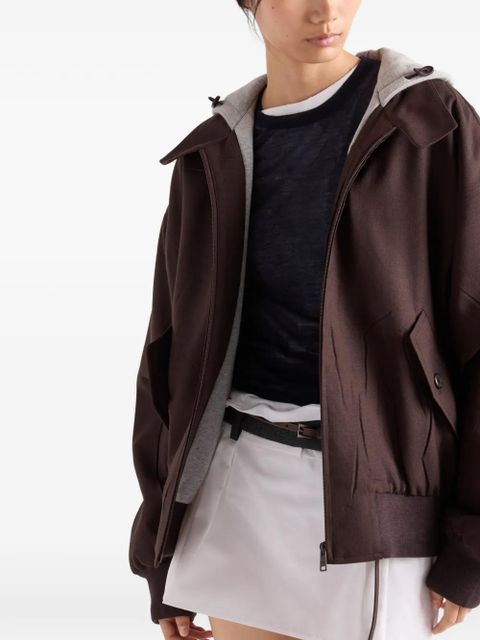 Prada hooded rush-stitch jacket - Brown