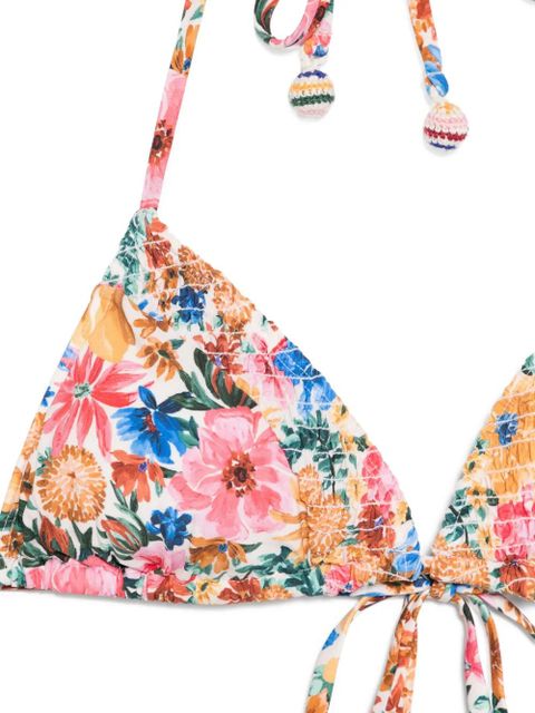FARM Rio floral triangle bikini top - White