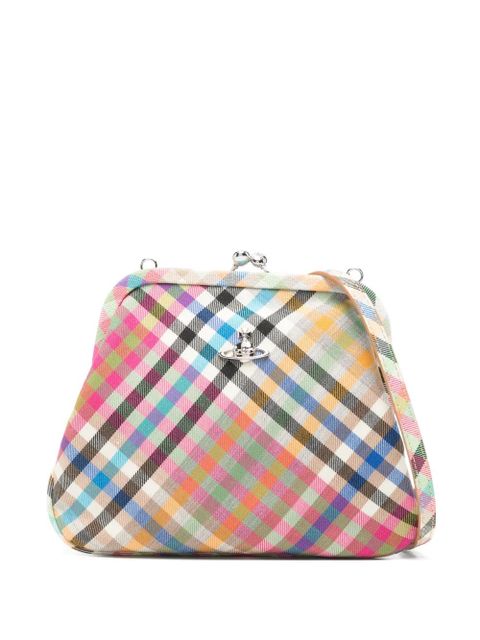 Vivienne Westwood Vivienne orb-motif check-pattern clutch bag - Pink - zdjęcie produktu nr 1