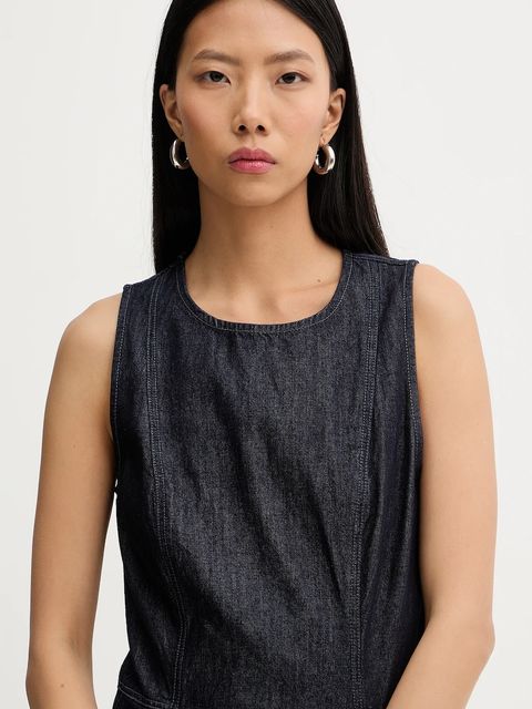 G-Star sukienka jeansowa kolor granatowy midi rozkloszowana D27934-E090