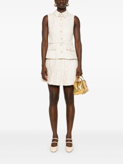 Self-Portrait bouclé dress - White