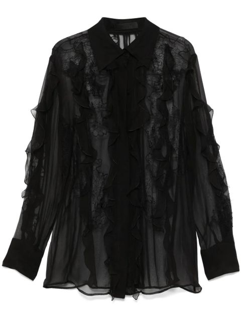 Valentino Garavani floral-embroidered blouse - Black - zdjęcie produktu nr 1