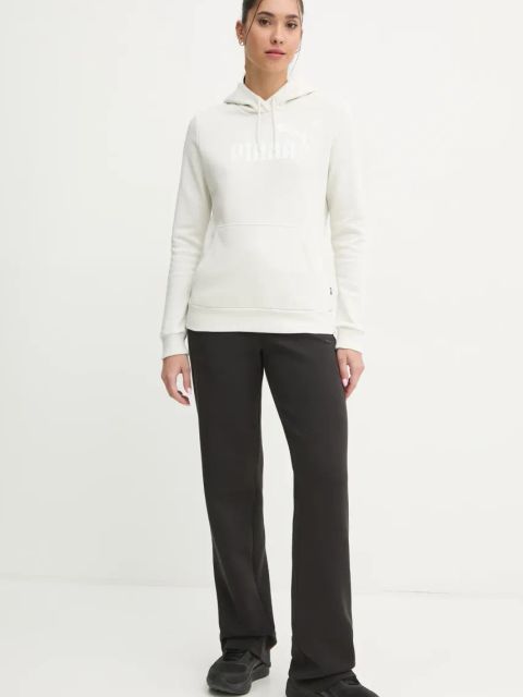 Puma bluza damska kolor beżowy z kapturem z nadrukiem