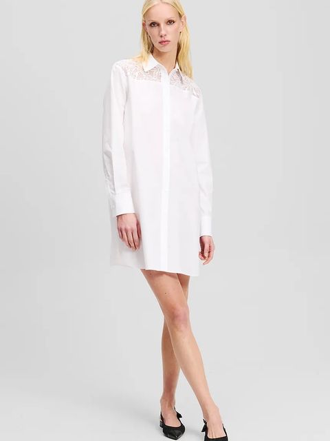 Karl Lagerfeld koszula bawełniana damska kolor biały relaxed z kołnierzykiem klasycznym A2W11006 - zdjęcie produktu nr 1