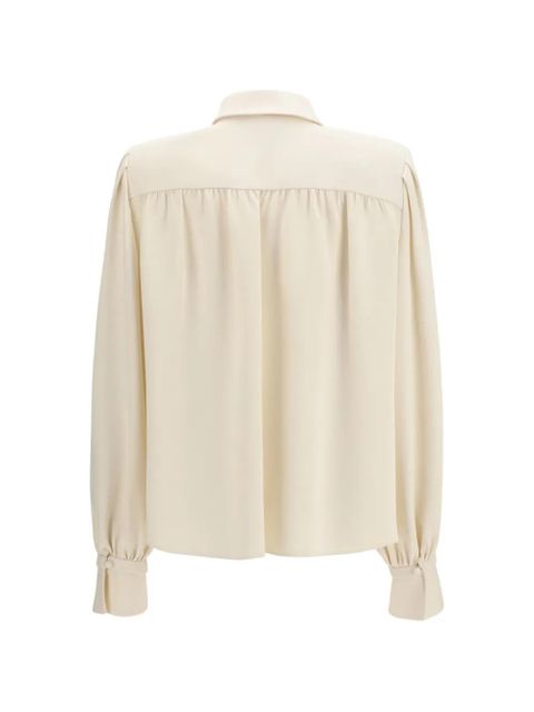 Valentino Garavani Cady lace-trim pintuck shirt - Neutrals