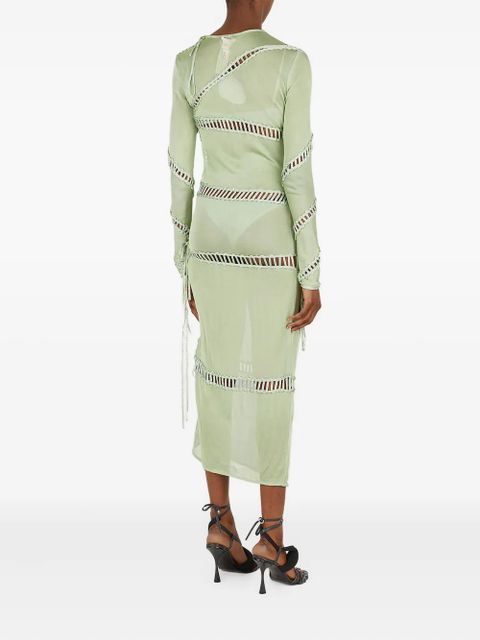Isa Boulder braided-panel midi dress - Green