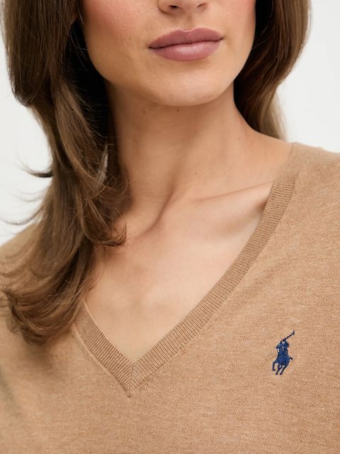 Polo Ralph Lauren sweter bawełniany damski kolor beżowy lekki 211972105