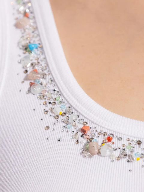 Versace embroidered tank top - White