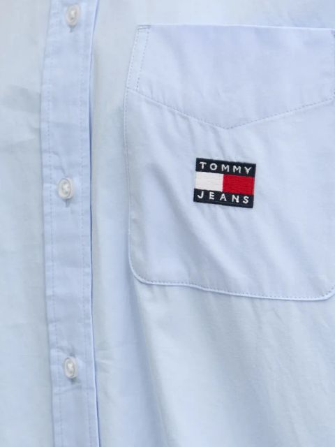 Tommy Jeans koszula bawełniana damska kolor niebieski relaxed z kołnierzykiem klasycznym DW0DW19357