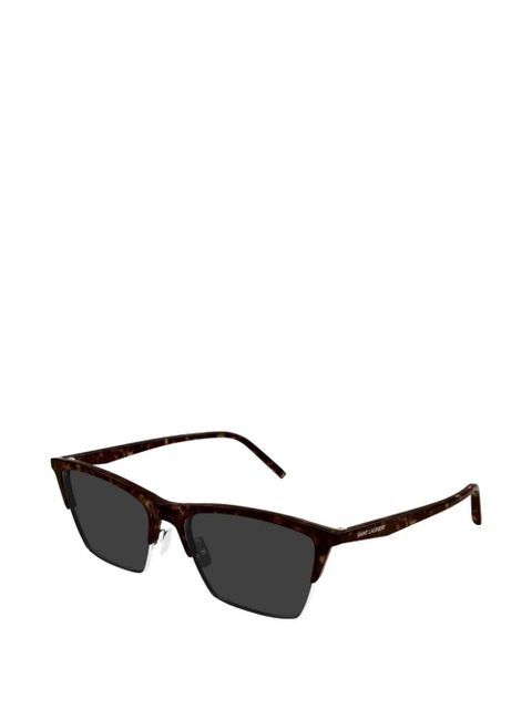 Saint Laurent Eyewear tortoiseshell-effect rectangle-frame sunglasses - Brown - zdjęcie produktu nr 2
