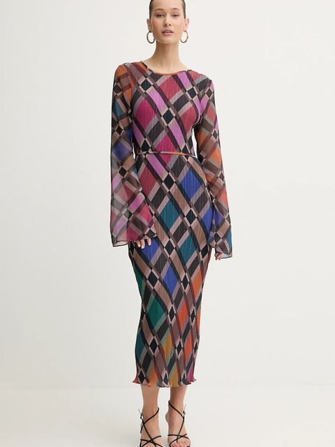 Never Fully Dressed sukienka kolor brązowy midi prosta NFDDR3029 - zdjęcie produktu nr 1