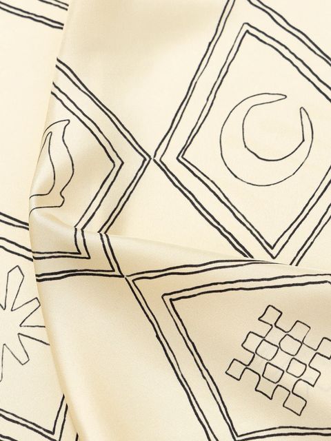 Nanushka apaszka jedwabna kolor beżowy wzorzysta NU25PFSC00305