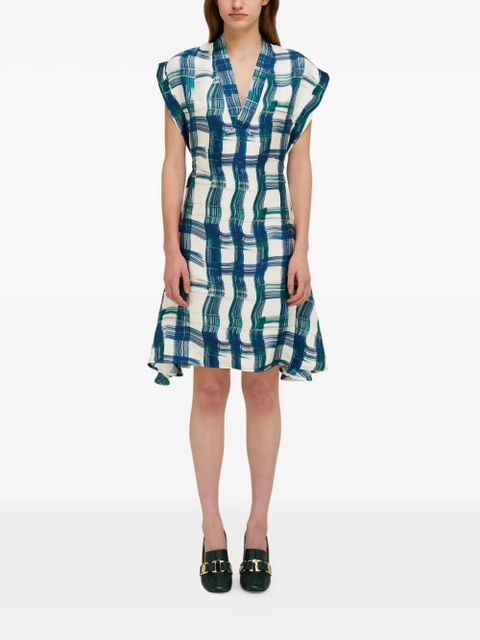 Ferragamo tartan-checked midi dress - Blue - zdjęcie produktu nr 2