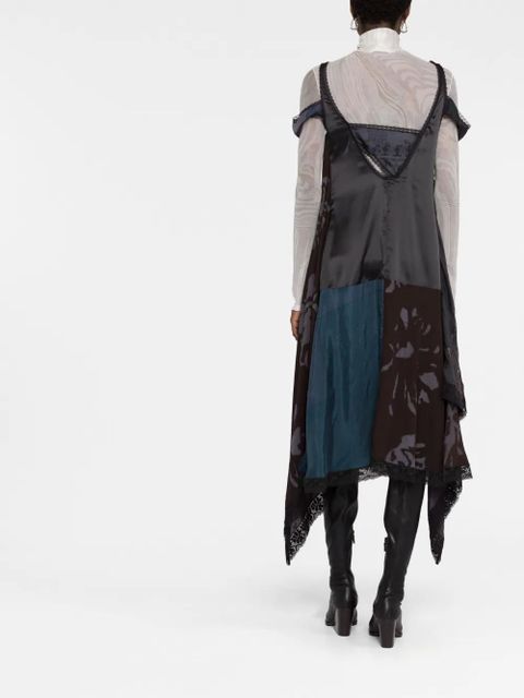 Marine Serre V-neck silk midi dress - Blue