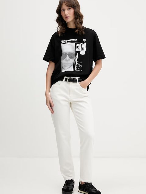 Karl Lagerfeld Jeans t-shirt damski bawełniany - zdjęcie produktu nr 1