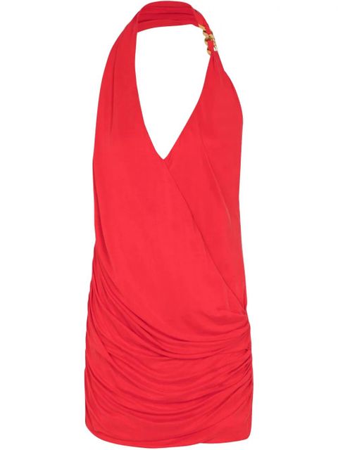 Balmain draped halterneck mini dress - Red - zdjęcie produktu nr 1