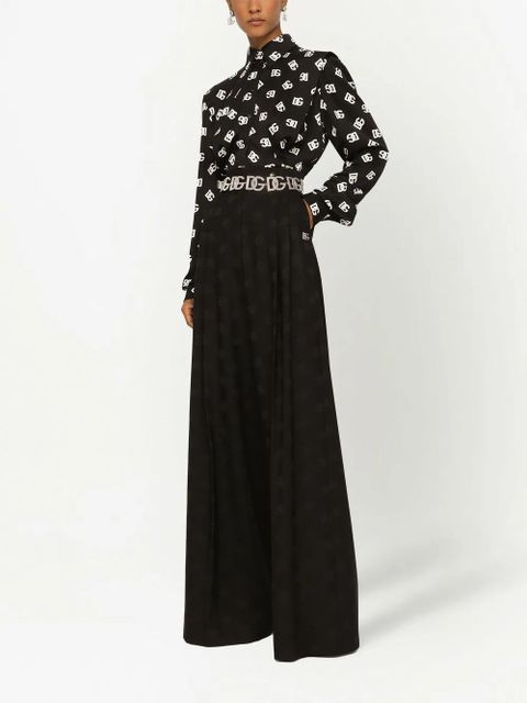 Dolce & Gabbana DNA DG-logo stretch-silk shirt - Black