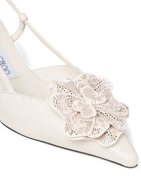 Jimmy Choo 50mm Mimmi flower sling back pumps - White