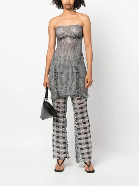 Isa Boulder check-pattern knit trousers - White