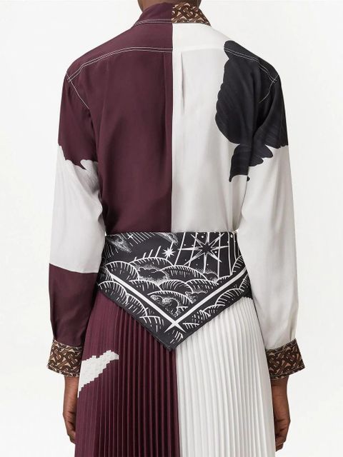 Burberry swan print monogram collar shirt - Brown