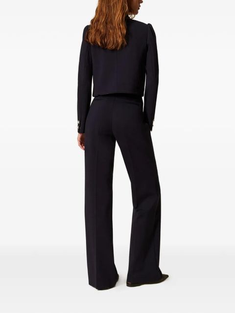 TWINSET pearl-button wide-leg trousers - Blue