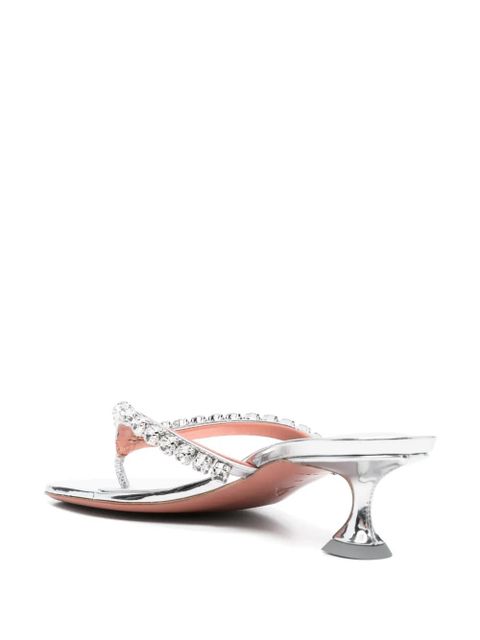 Amina Muaddi 45mm crystal-embellished mules - Silver - zdjęcie produktu nr 2