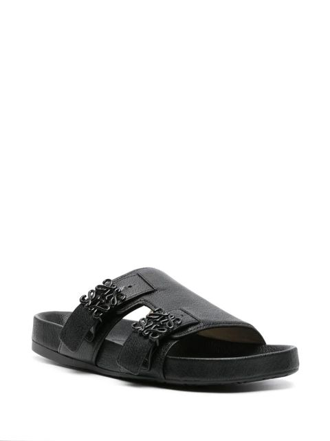 LOEWE Anagram-buckle leather slides - Black - zdjęcie produktu nr 2