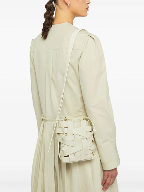 Jil Sander small woven leather bucket bag - White