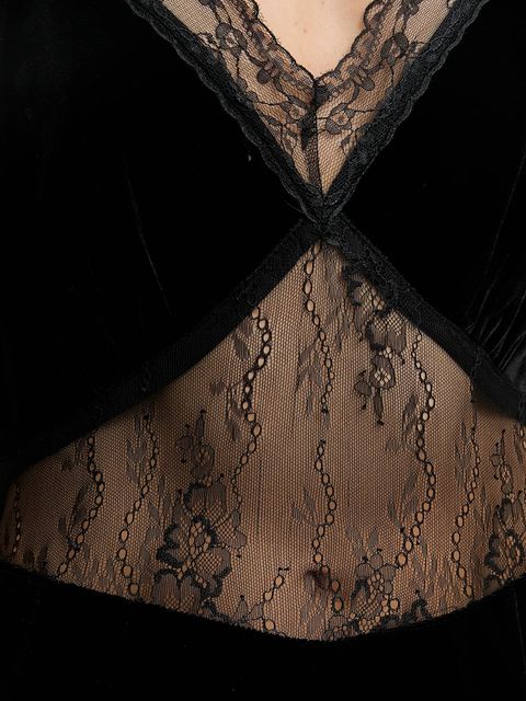 Never Fully Dressed sukienka welurowa kolor czarny maxi prosta NFDDR3012