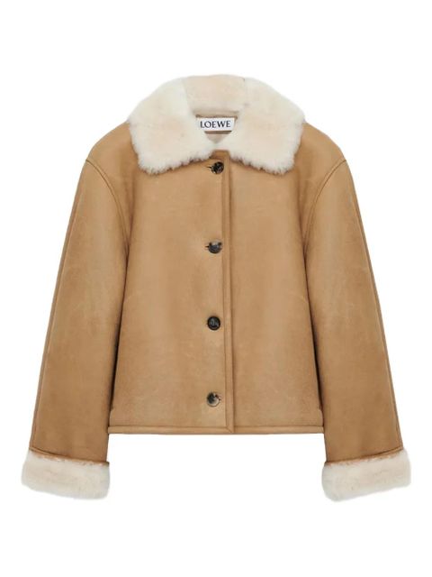 LOEWE shearling-collared button jacket - Neutrals - zdjęcie produktu nr 1