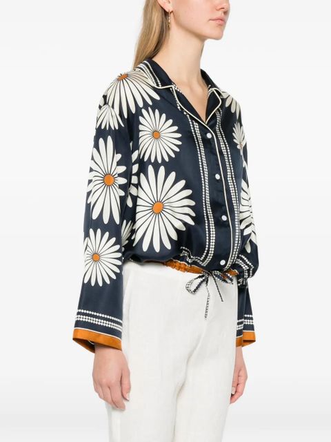 SANDRO floral-print silk shirt - Blue