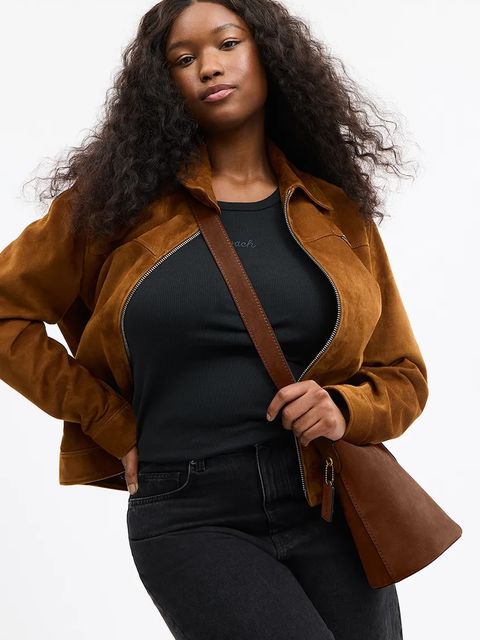 Coach torebka zamszowa Suede Bleecker Bucket 21 kolor brązowy CCW84