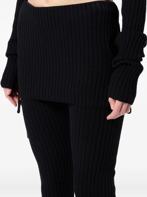 Blumarine ribbed-knit tie-detail trousers - White
