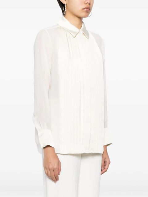 Simkhai Vinka pleated long-sleeve shirt - Neutrals