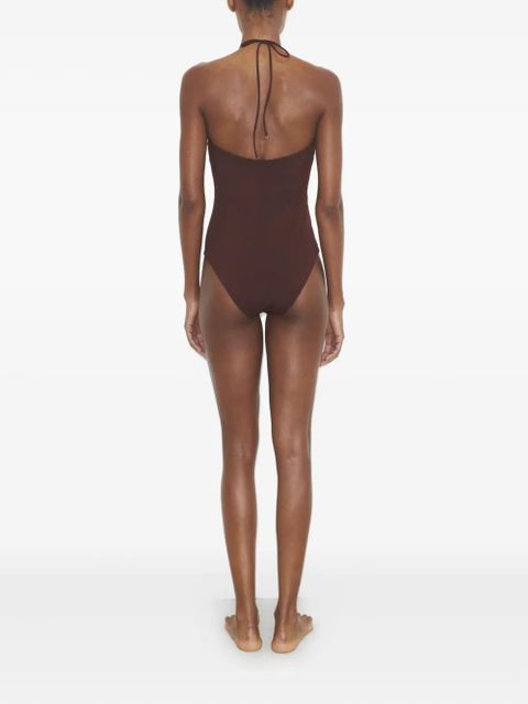 Tory Burch halterneck swimsuit - Brown
