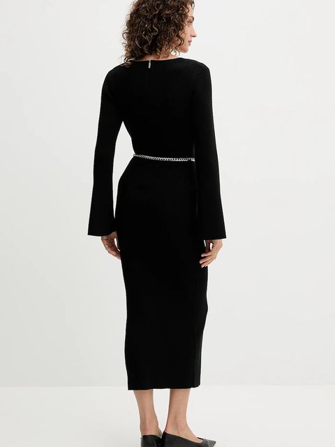 MICHAEL Michael Kors sukienka z dodatkiem wełny kolor czarny maxi dopasowana MF5835G4VR - zdjęcie produktu nr 2