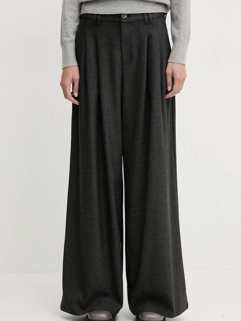 Marc O'Polo spodnie damskie kolor szary szerokie high waist 5000007653 - zdjęcie produktu nr 1