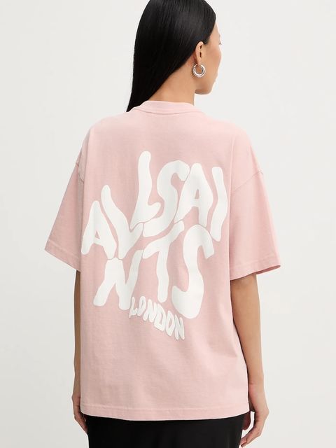 AllSaints t-shirt bawełniany damski kolor różowy W181JD - zdjęcie produktu nr 1
