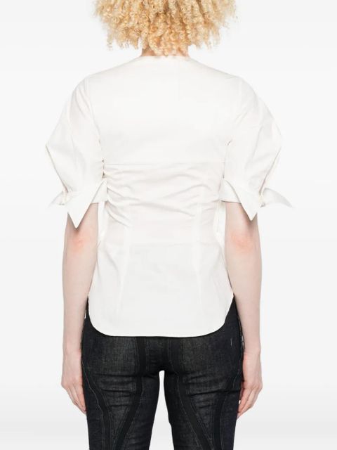 Marine Serre square-neck button-detail blouse - White